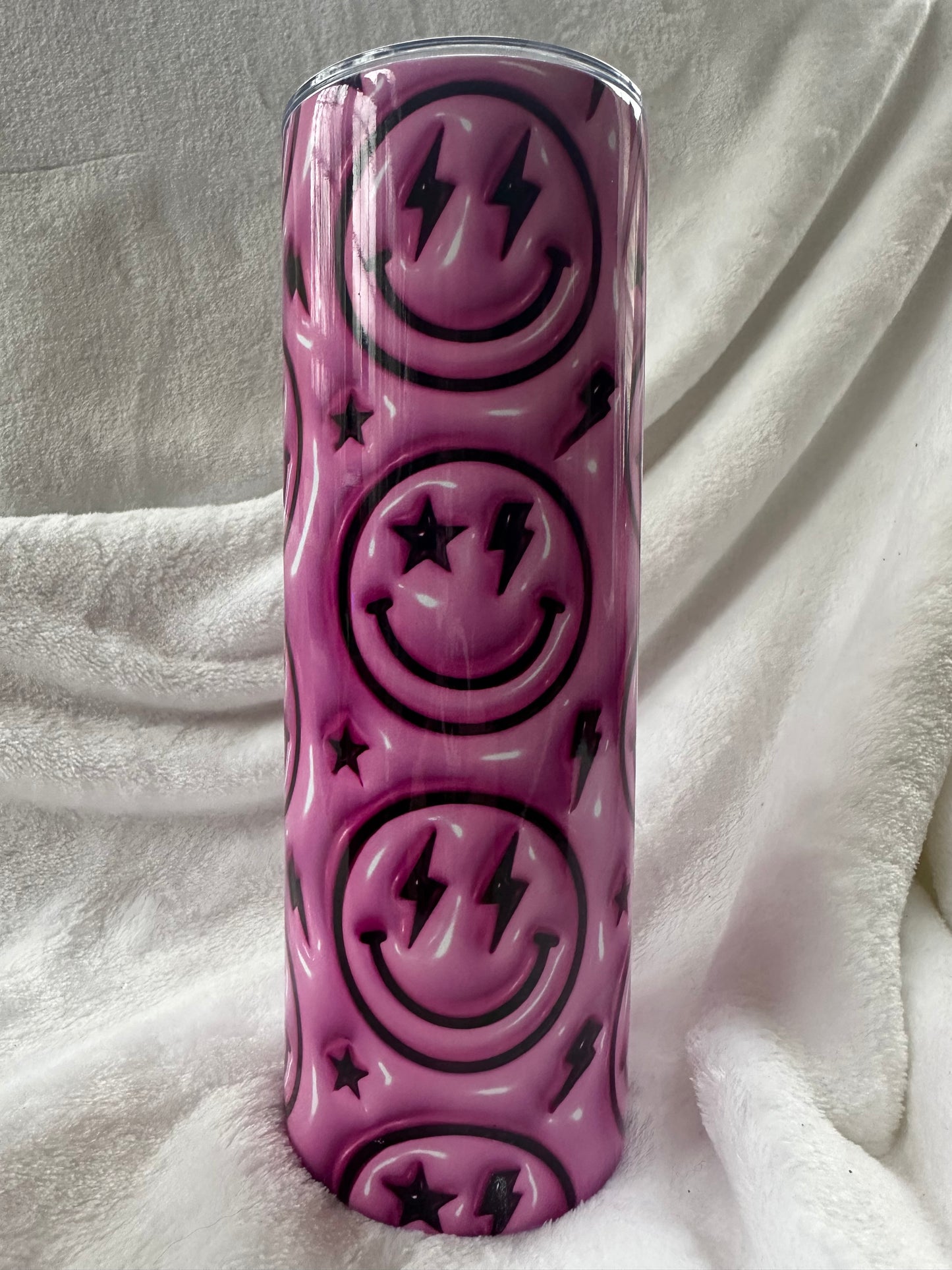 Puffy Pink Smiley Face 20 oz Tumbler