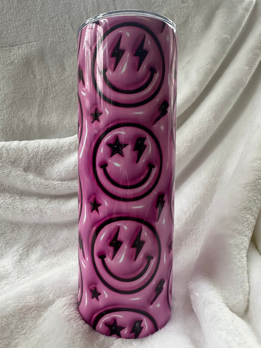 Puffy Pink Smiley Face 20 oz Tumbler