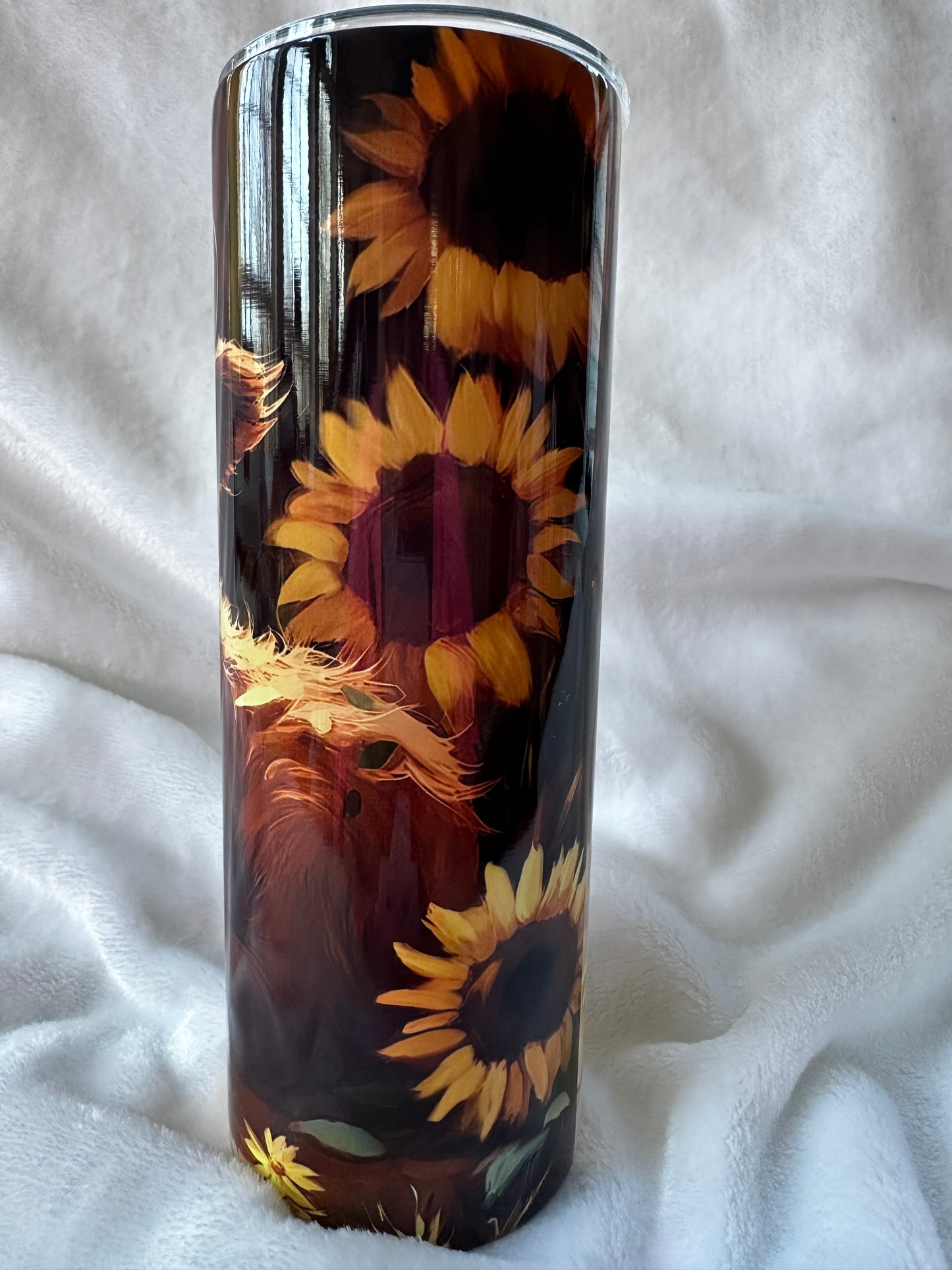 Highland Cow w/ Sunflowers 20 oz Stainless Steel Tumbler
