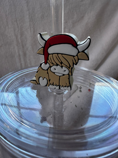 Pre-made Lava 24 oz Snow Globe Tumbler Santa Hat Highland Cow