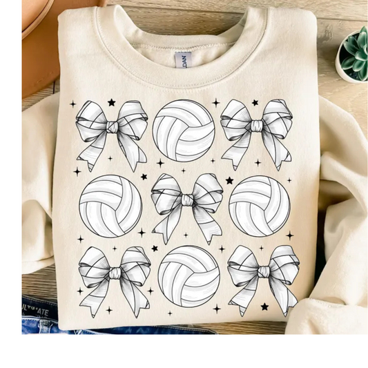 Volleyballs and bows DTF graphic tee