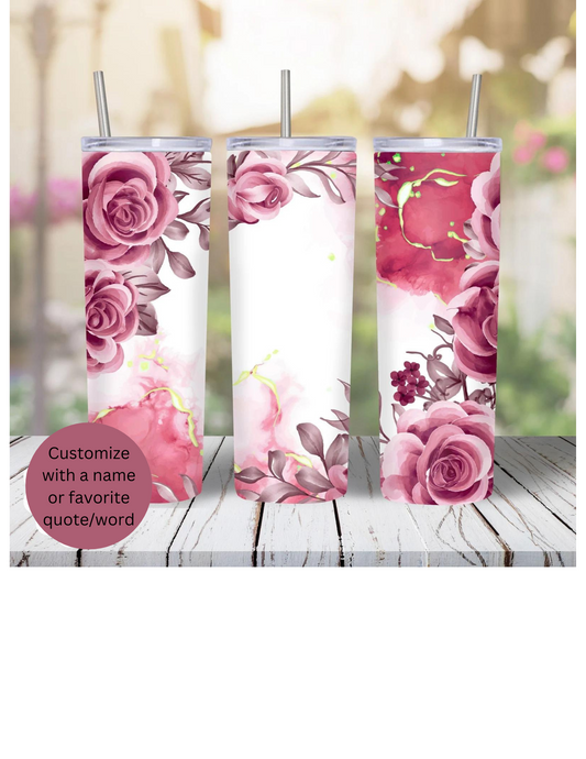 PINK ROSES 20oz SKINNY TUMBLER